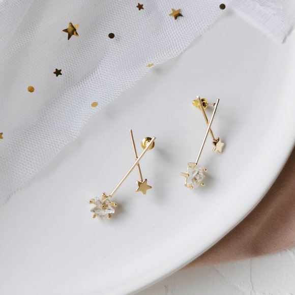 💙Sterling Silver Post Glass Cross Earrings - Picture 3 of 12